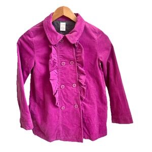 Gymboree pink velvet ruffled double breasted coat jacket sz Large 10-12